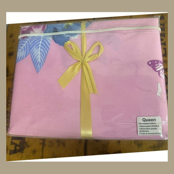 Jogo de Cama Queen Floral Rosa 4 Peças