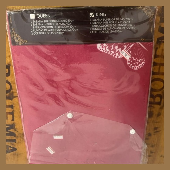 Jogo de Cama King Size com Cortinas 7 Peças