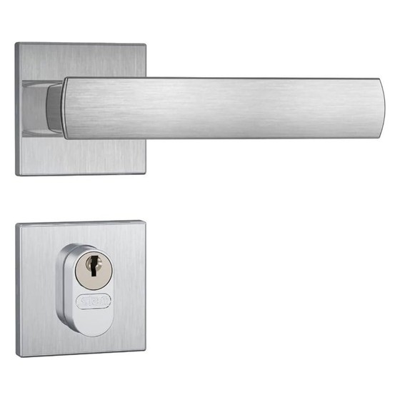 Fechadura Externa Stam 803/35 Roseta Quadrada Inox Escovado