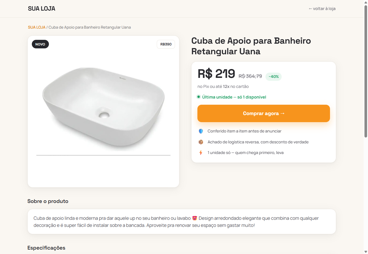 Página de um produto